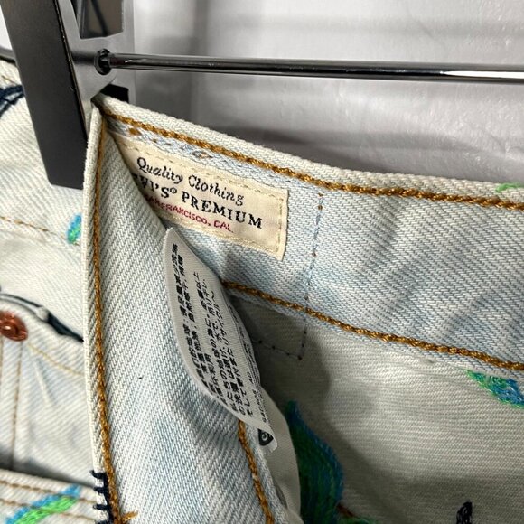 Levi's 501 Floral Pastel Embroidery Hi Rise Button Fly Cut Off Shorts Size 28 - Picture 5 of 8